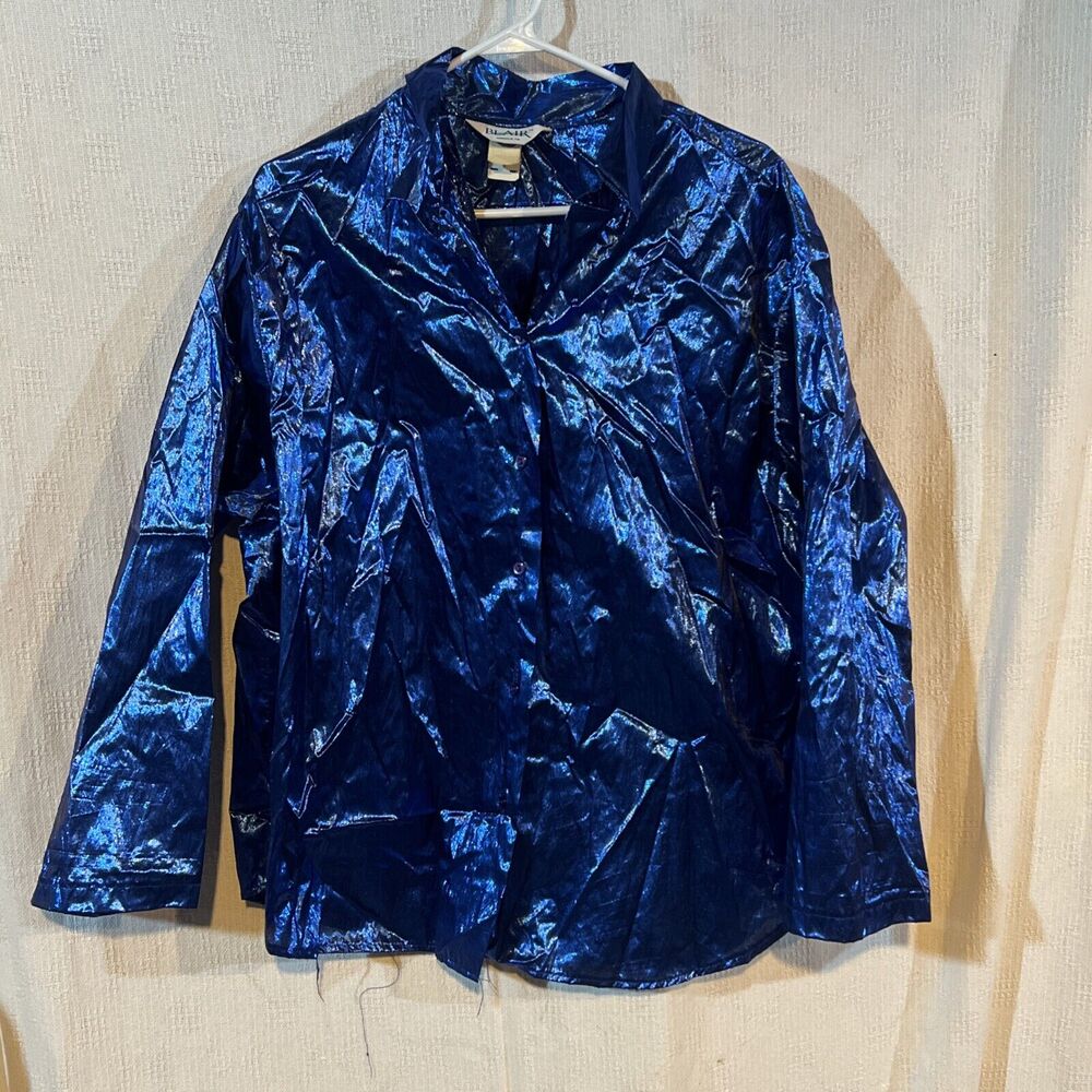 Vintage Blair Metallic Blue Button Down Shirt 80’s/90’s. Lg/XL?
